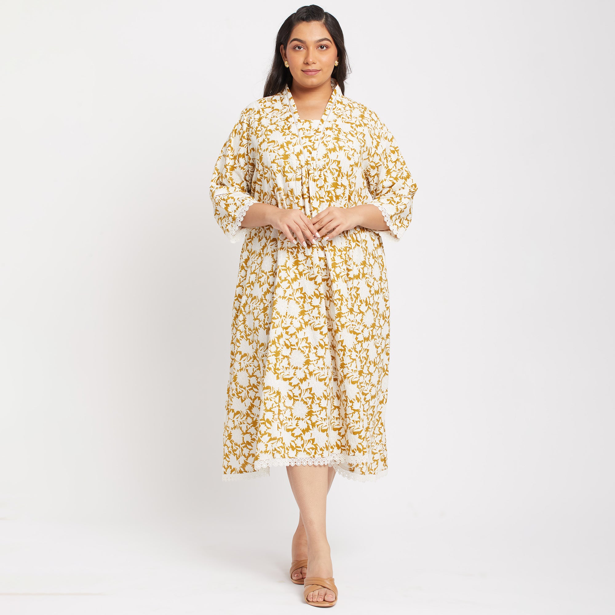 Printed Cotton Ethnic Plus Size Dress