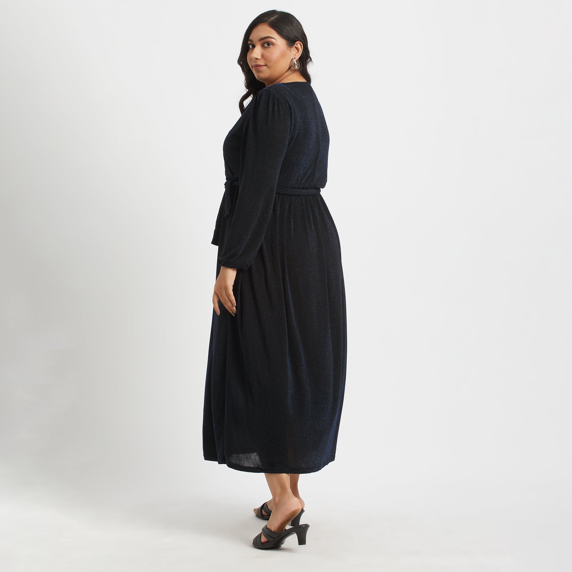 Plus Size Lurex Maxi Wrap Dress