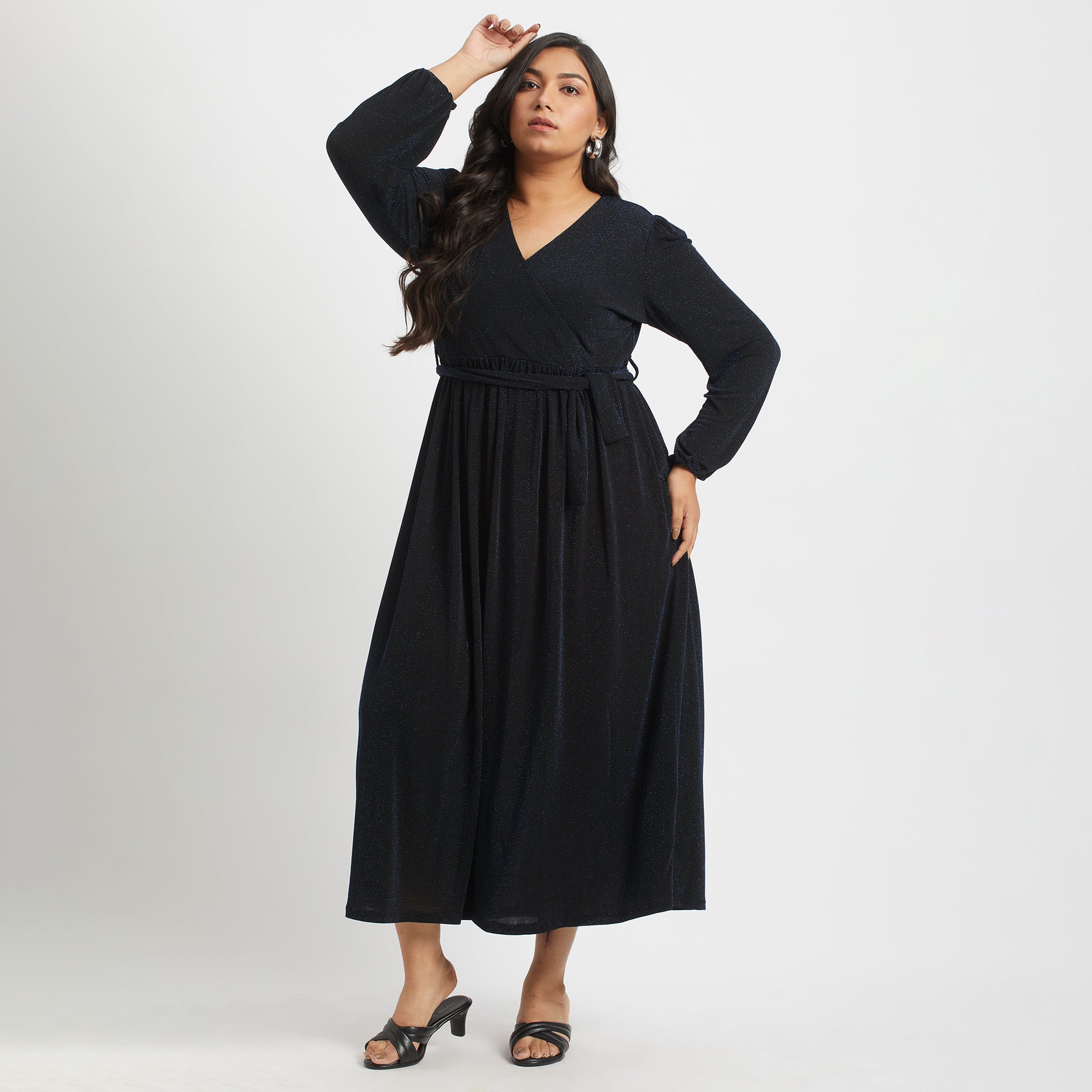 Plus Size Lurex Maxi Wrap Dress