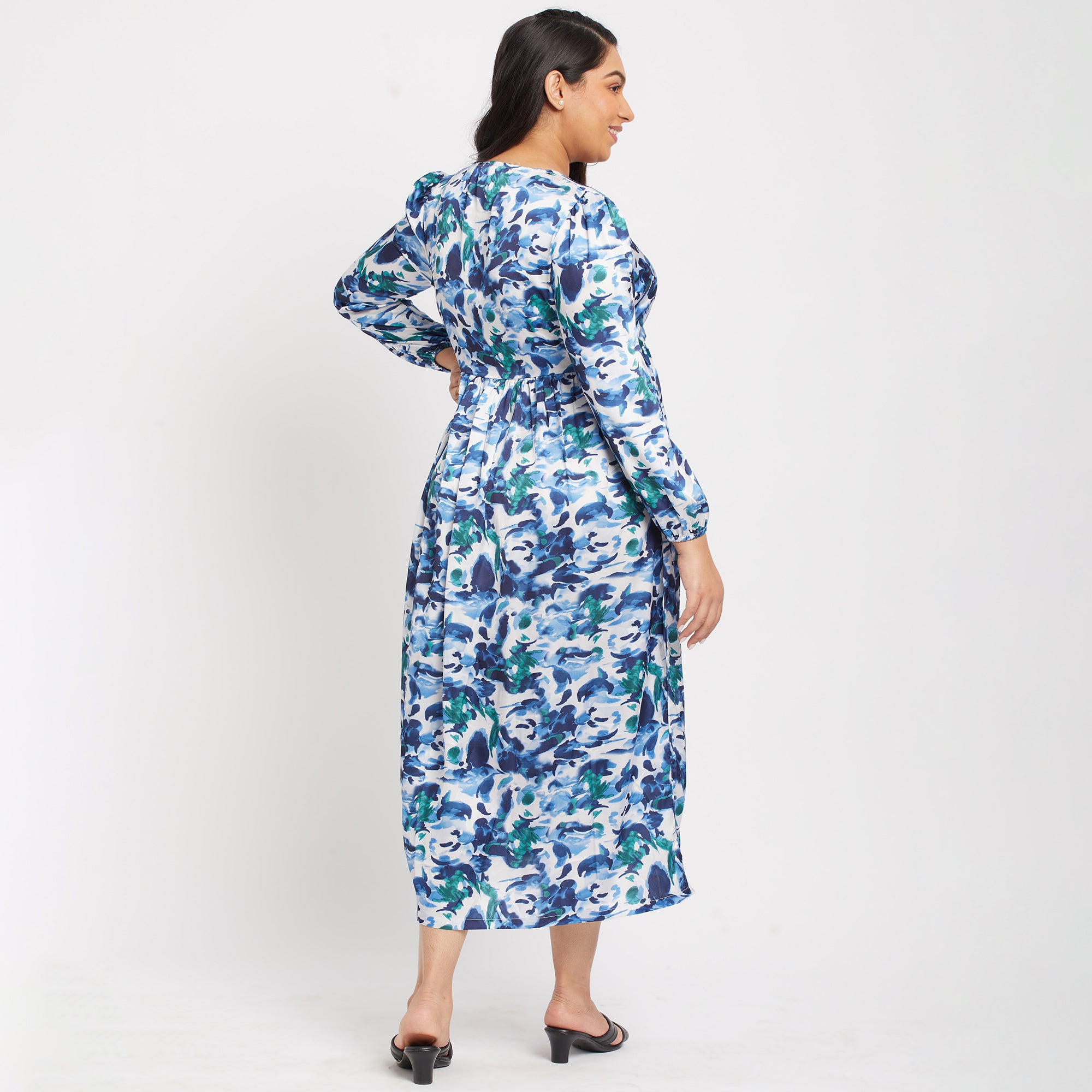 Floral Satin Plus Size Wrap Maxi Dress