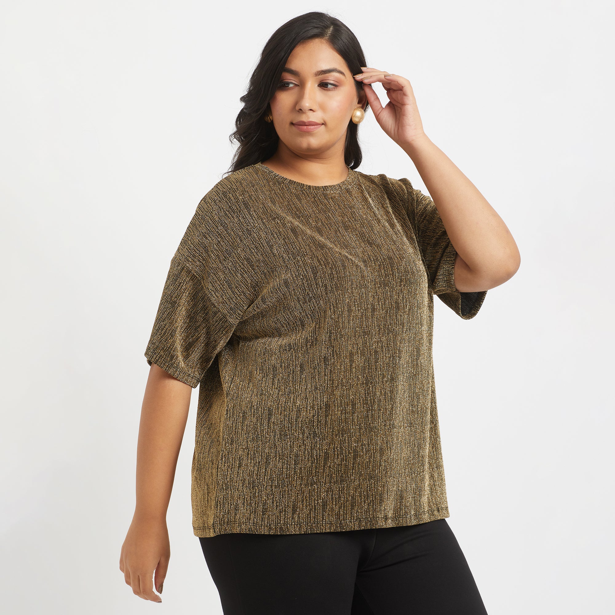 Plus Size Golden Lurex Top 