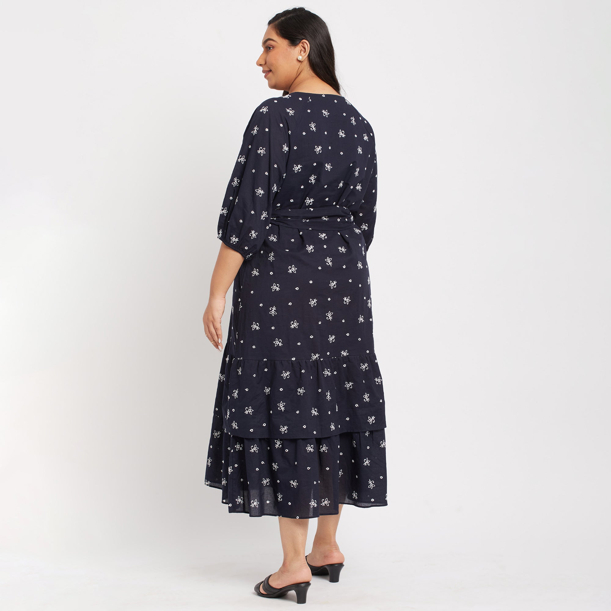 Contrast Schiffli Plus Size Maxi Dress