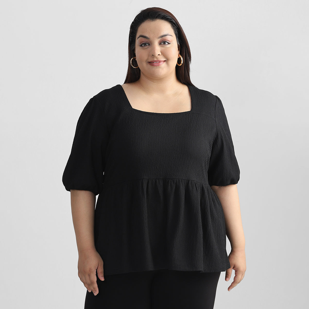 Simple Black Top For Plus Size Women