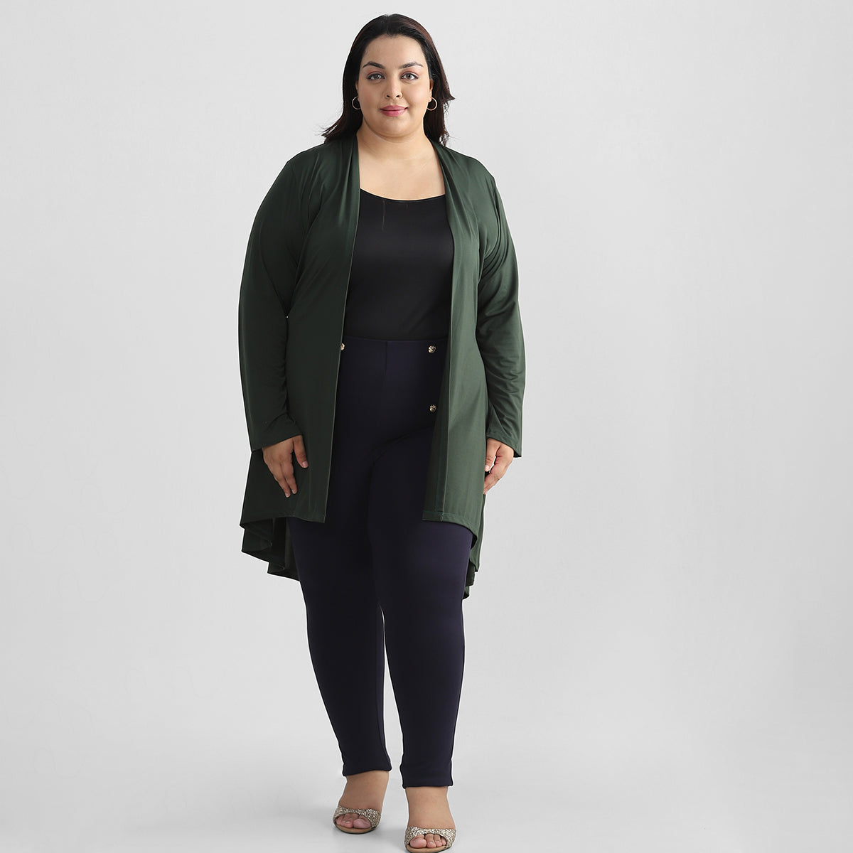 Olive Green Shrug For Plus Size 