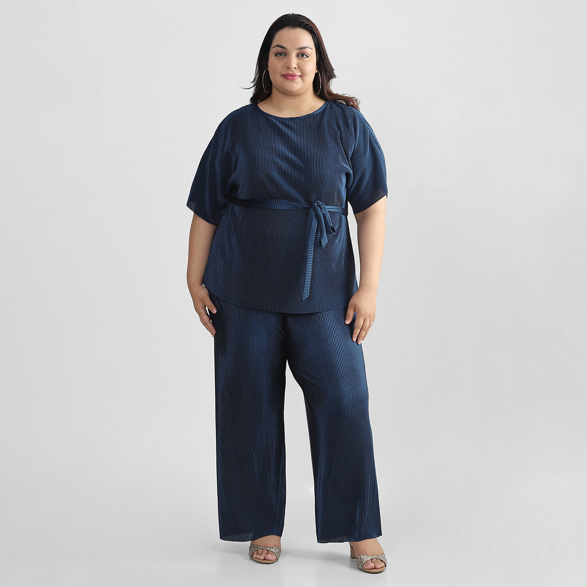 Navy Pleated Co-Ord Set