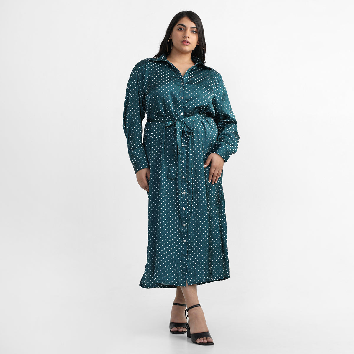 Plus Size Deep Forest Tie Dress 