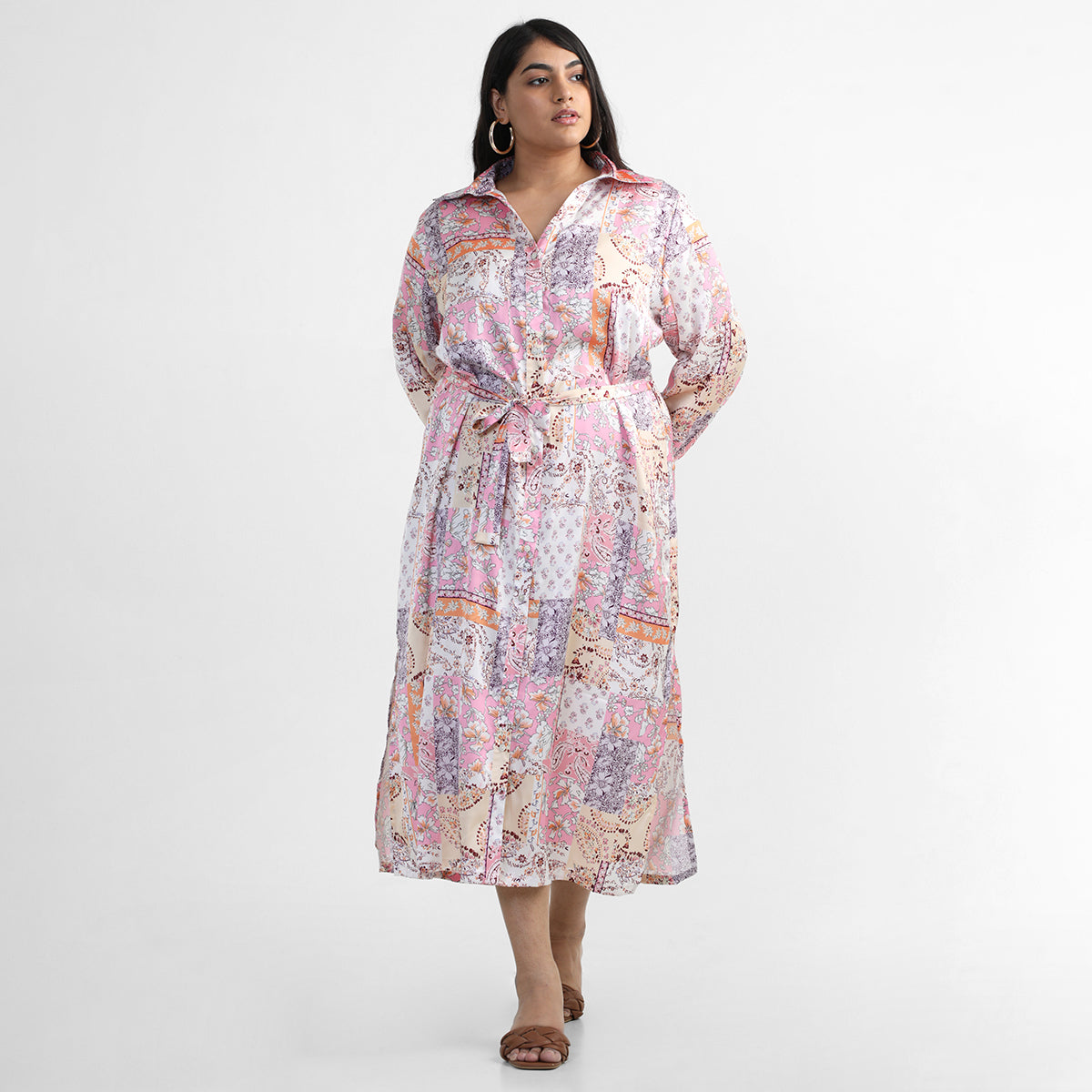 Floral Delight Tie Dress For Plus Size Women