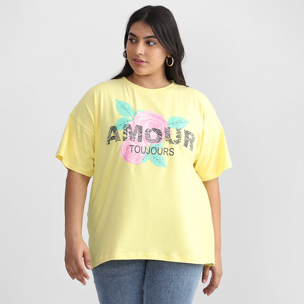 Yellow t best sale shirt plus size