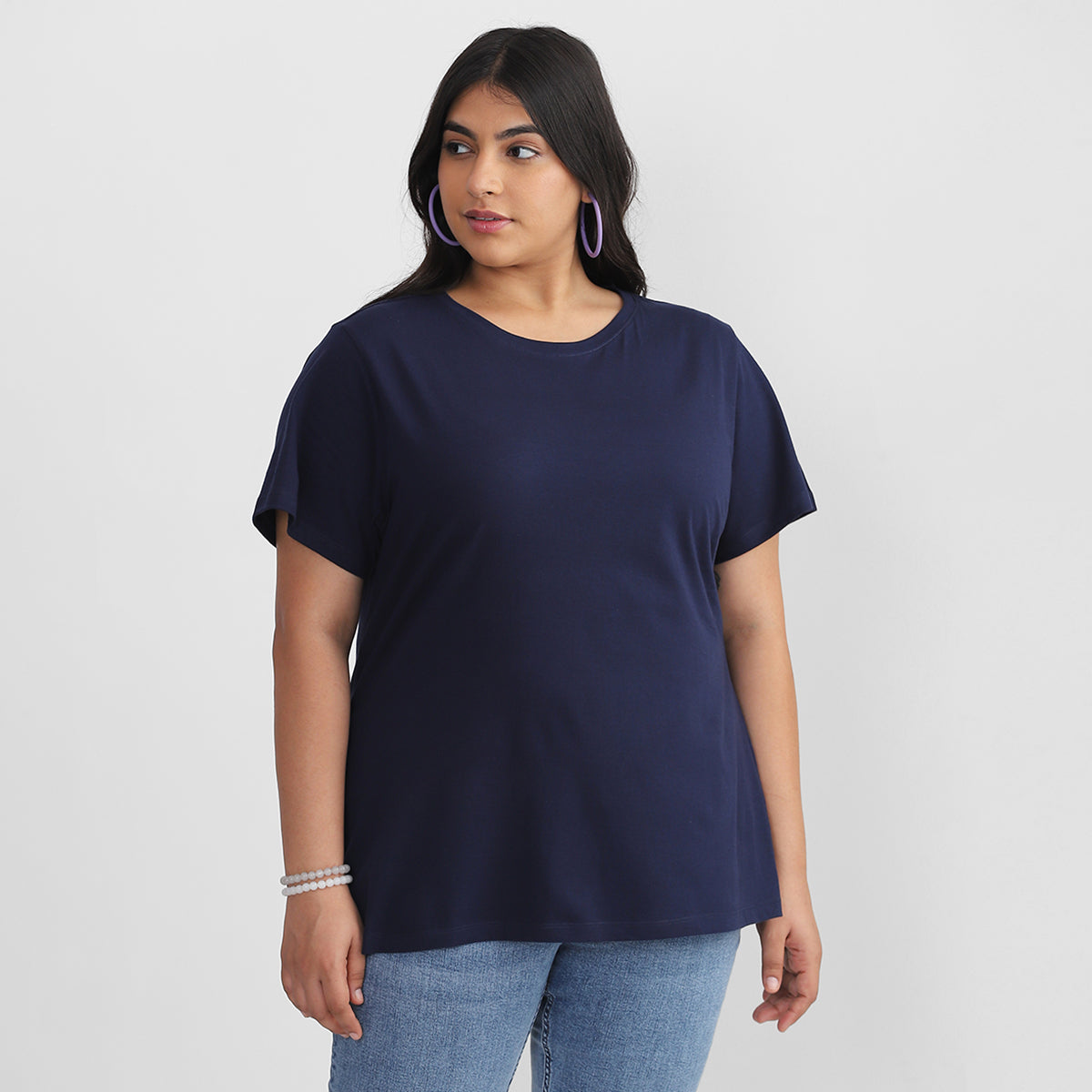 Plus Size Basic Navy T-shirt