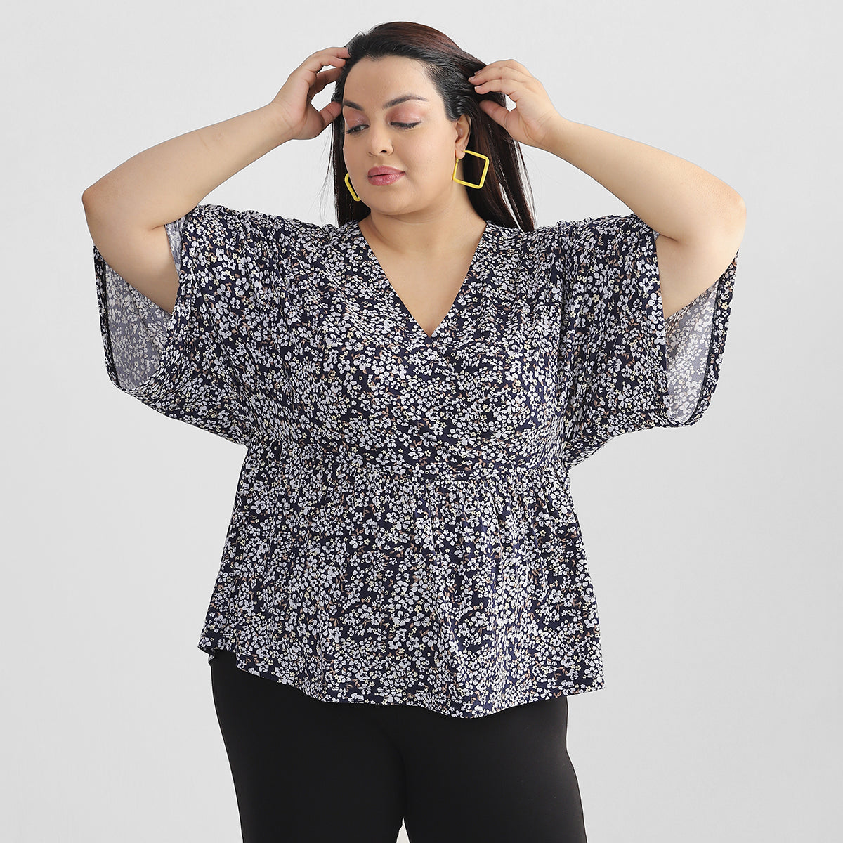 Black Floral Top For Plus Size 