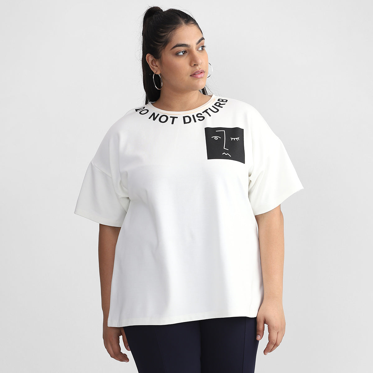 Do Not Disturb White T-shirt For Plus Size Women