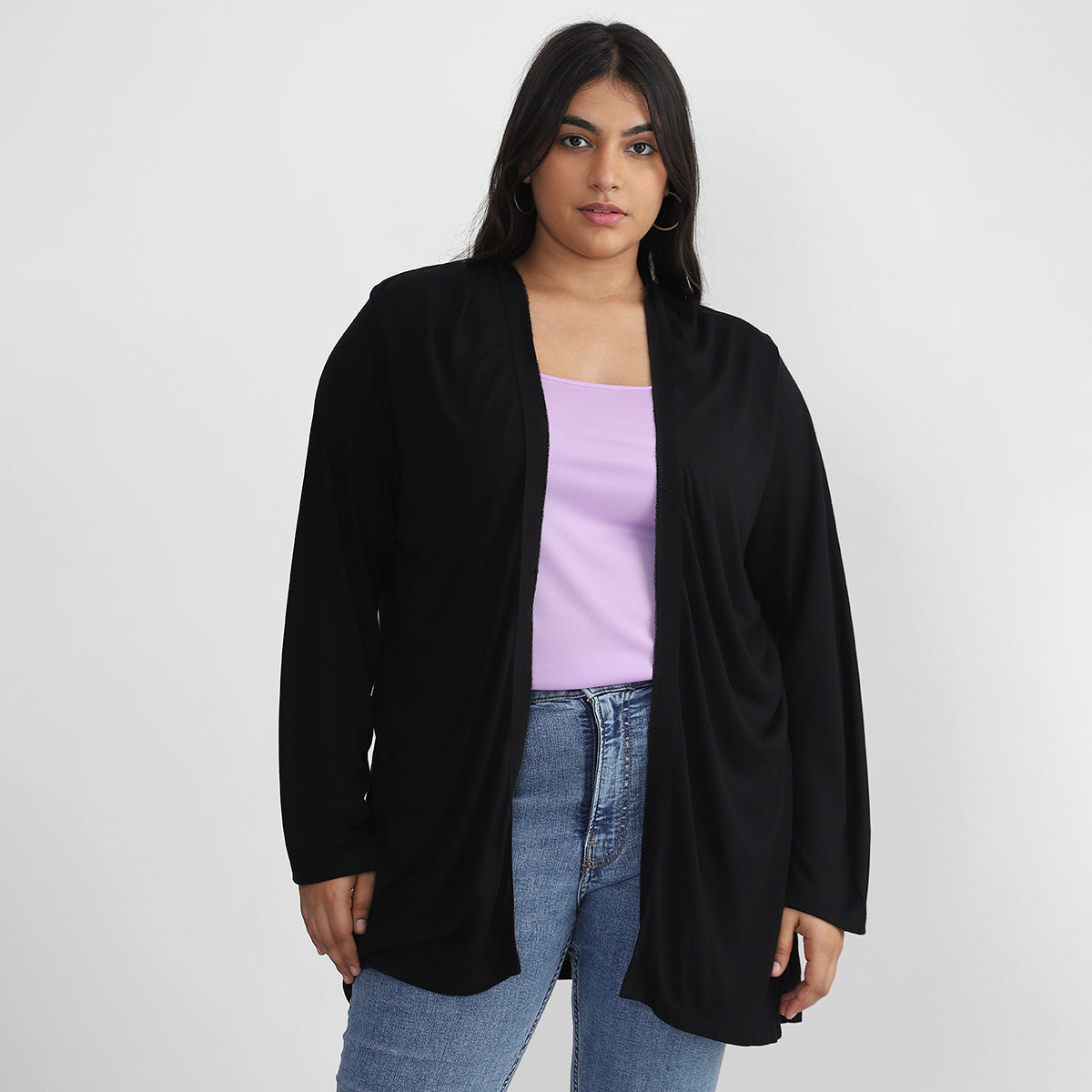 Simple Black Shrug For Plus Size 