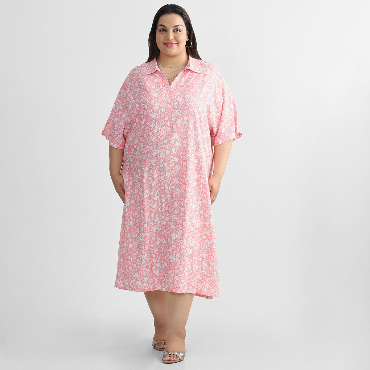 Pink Macaroon Kaftan Dress For Plus Size Women