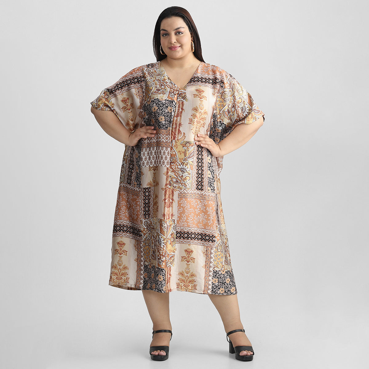 Plus Size Golden Patchwork Kaftan