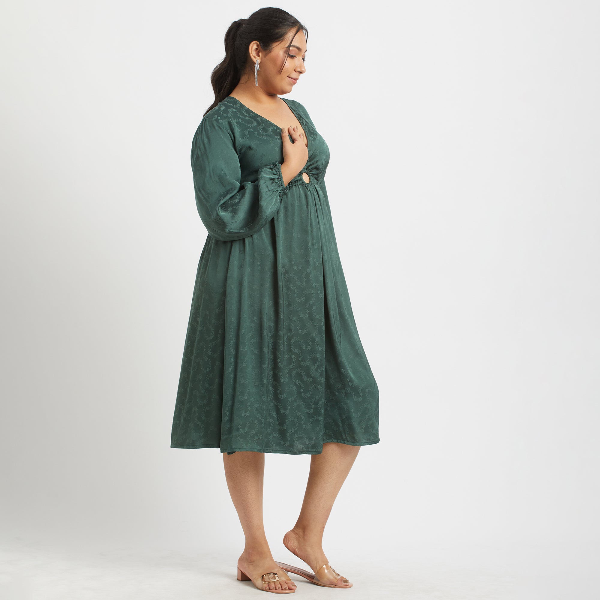 Cutout Jacquard Dress For Plus Size Women