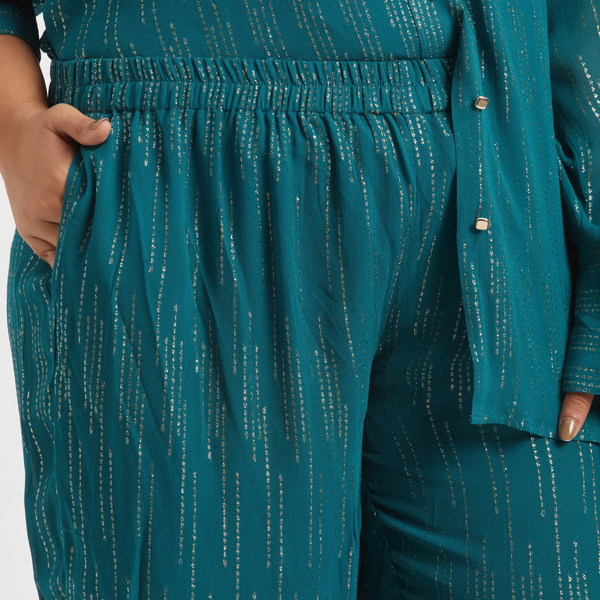 Teal Chiffon Plus Size Co-Ord Set