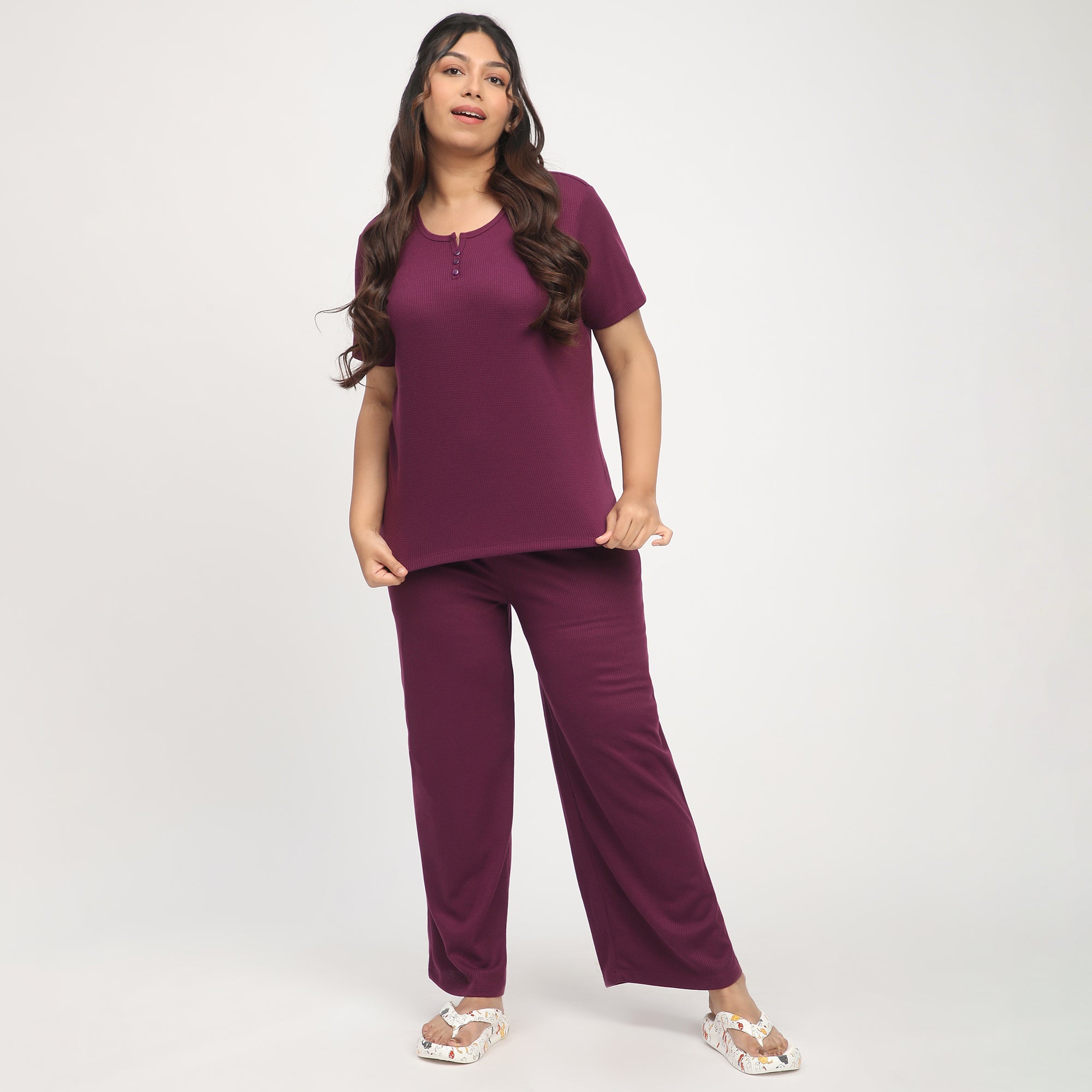 Purple Waffle Plus-Size PJ Set