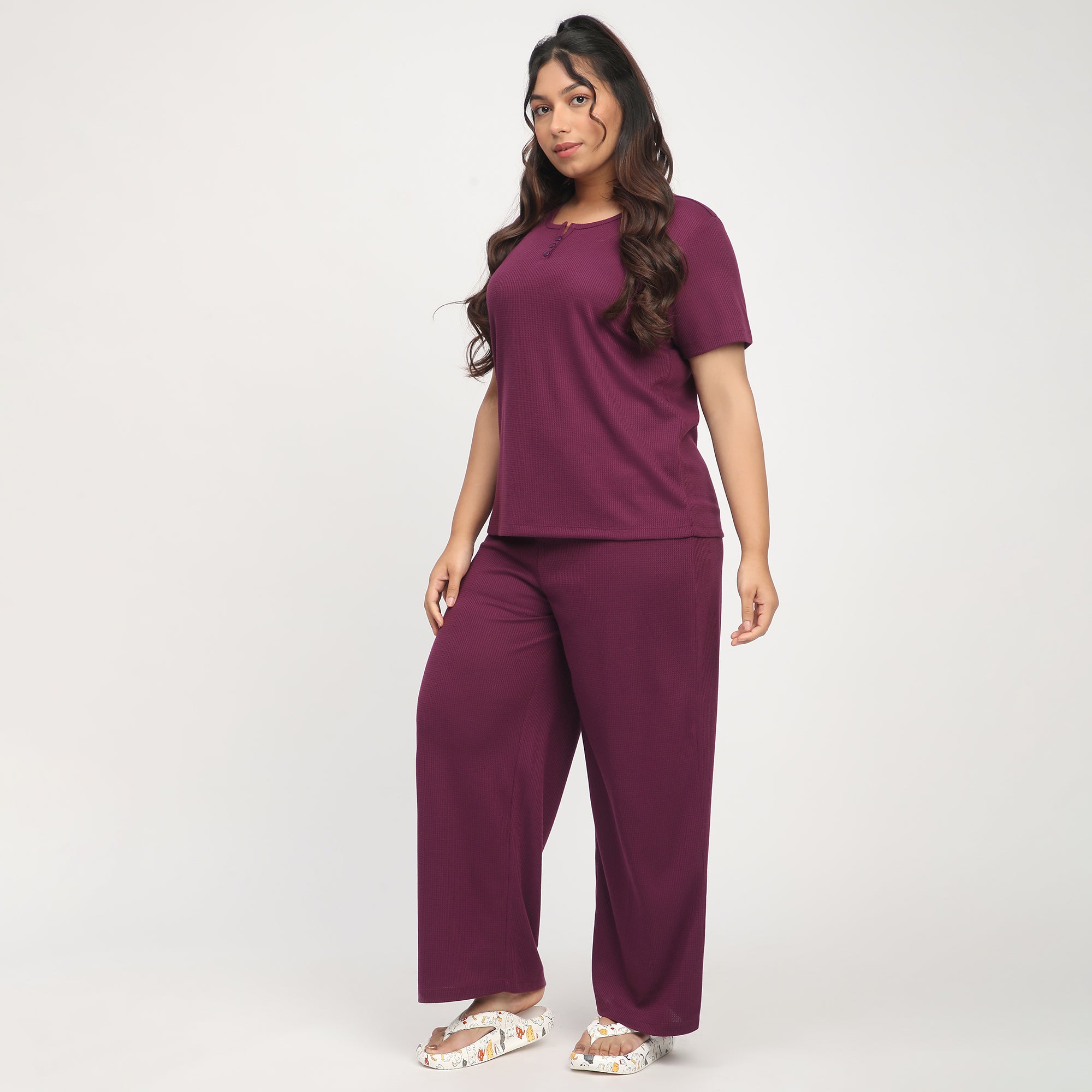 Purple Waffle Plus-Size PJ Set