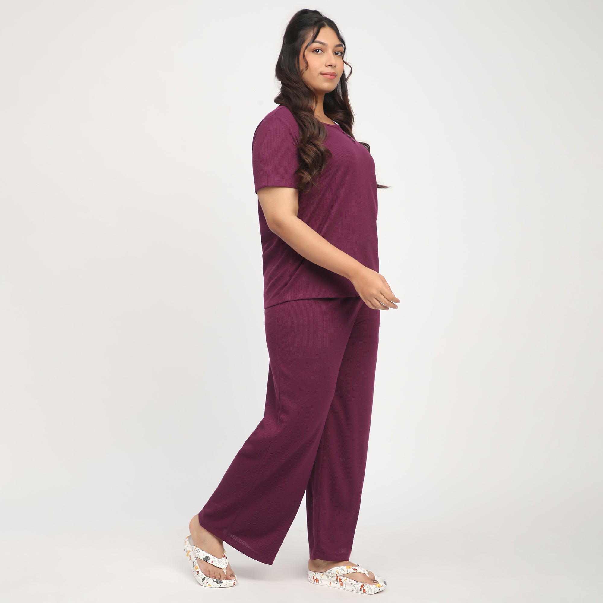 Purple Waffle Plus-Size PJ Set