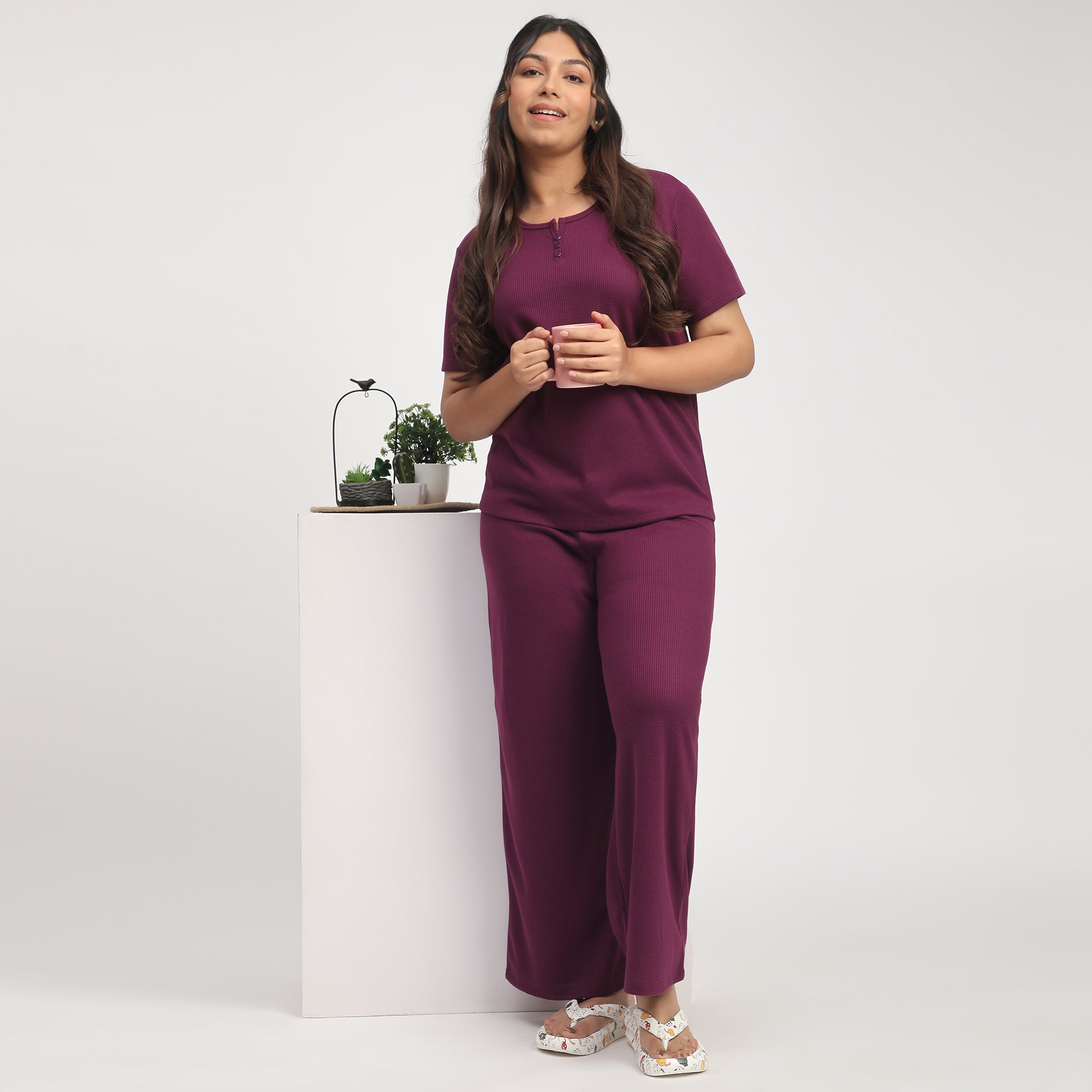 Purple Waffle Plus-Size PJ Set