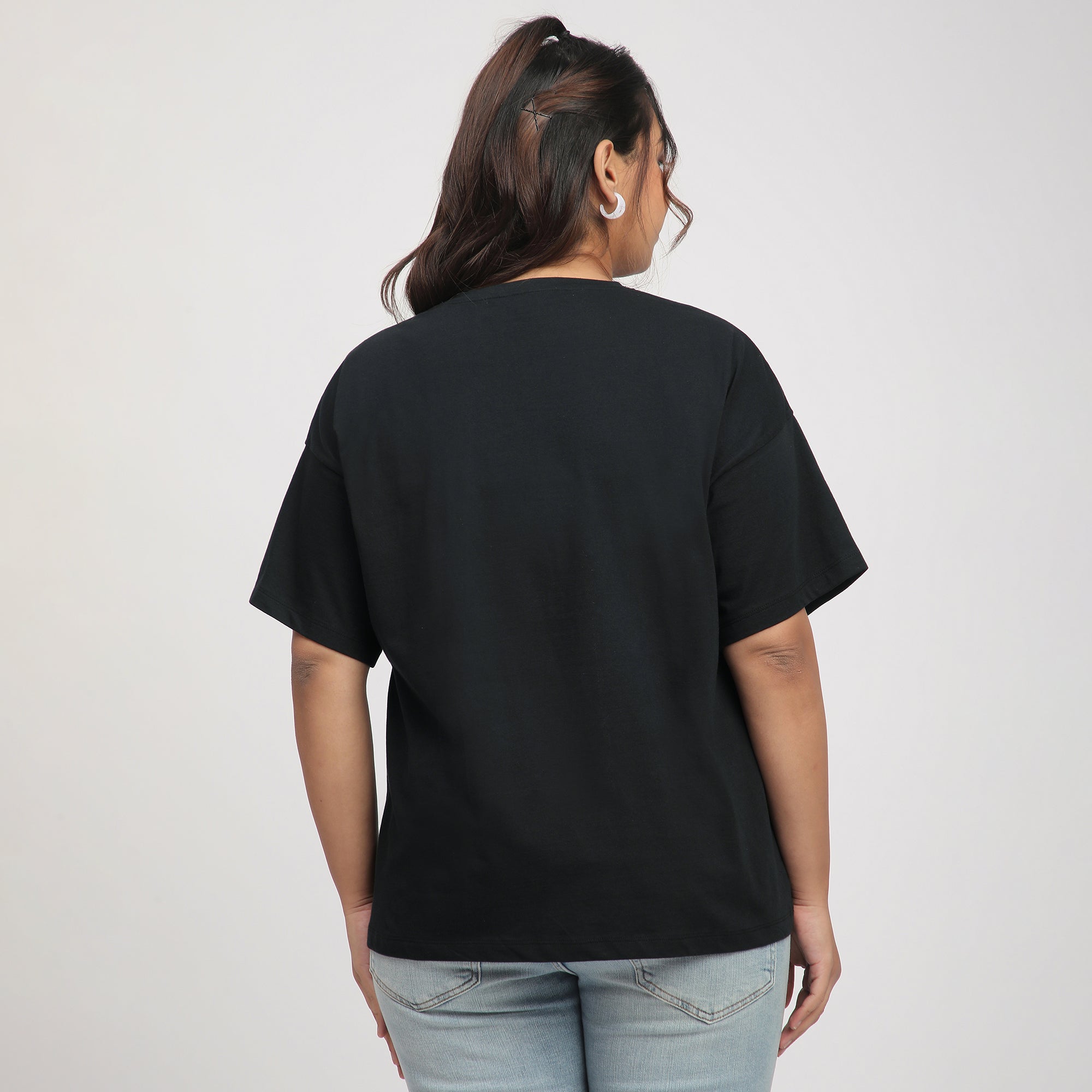 Black Duck Print Cotton Jersey Plus Size Tee