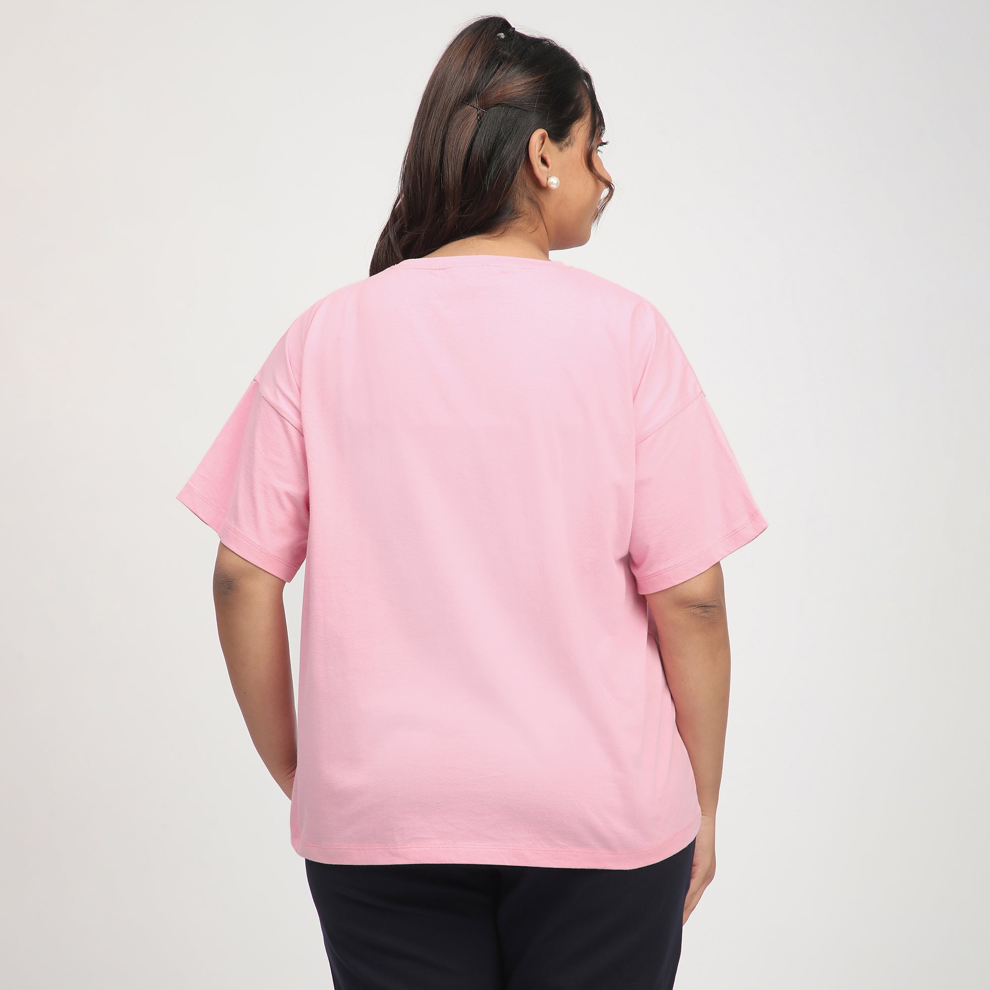 Pink Venezia Print Cotton Jersey Plus Size Tee