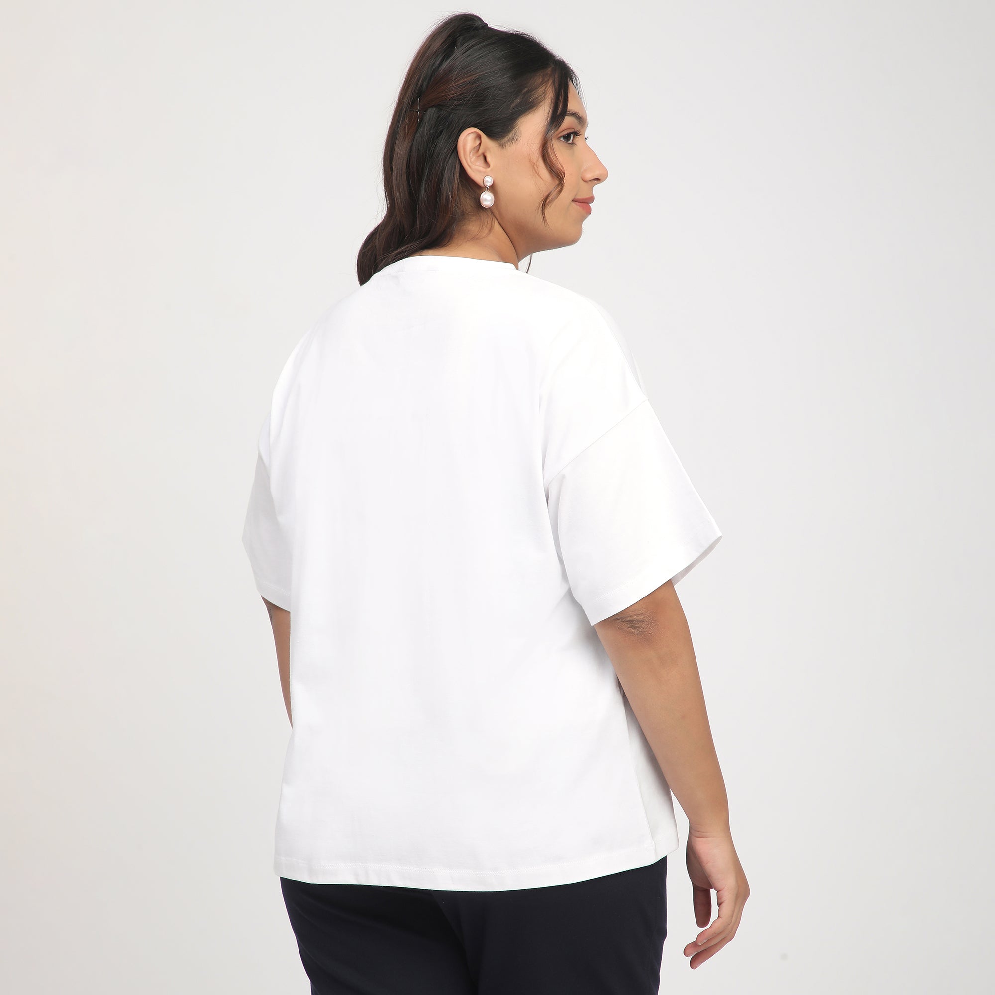 White Dolphin Print Cotton Jersey Plus Size Tee