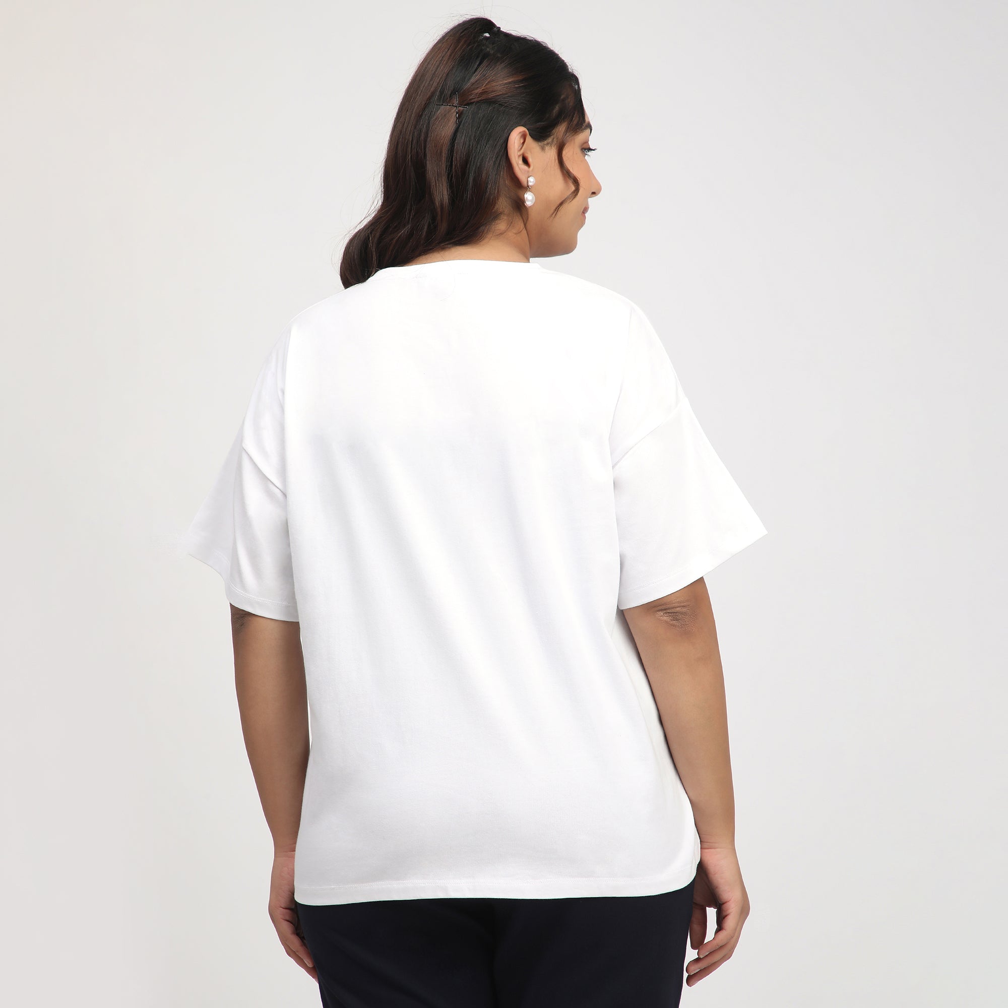 White Animal Print Cotton Jersey Plus Size Tee