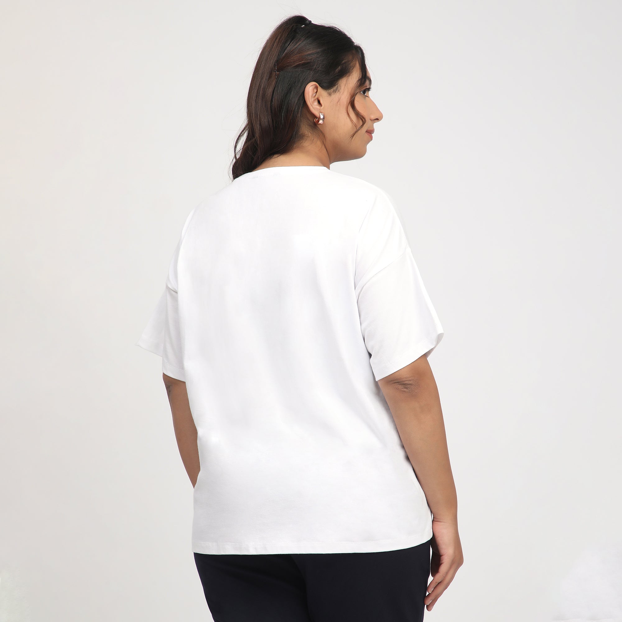 White Popsicle Print Cotton Jersey Plus Size Tee