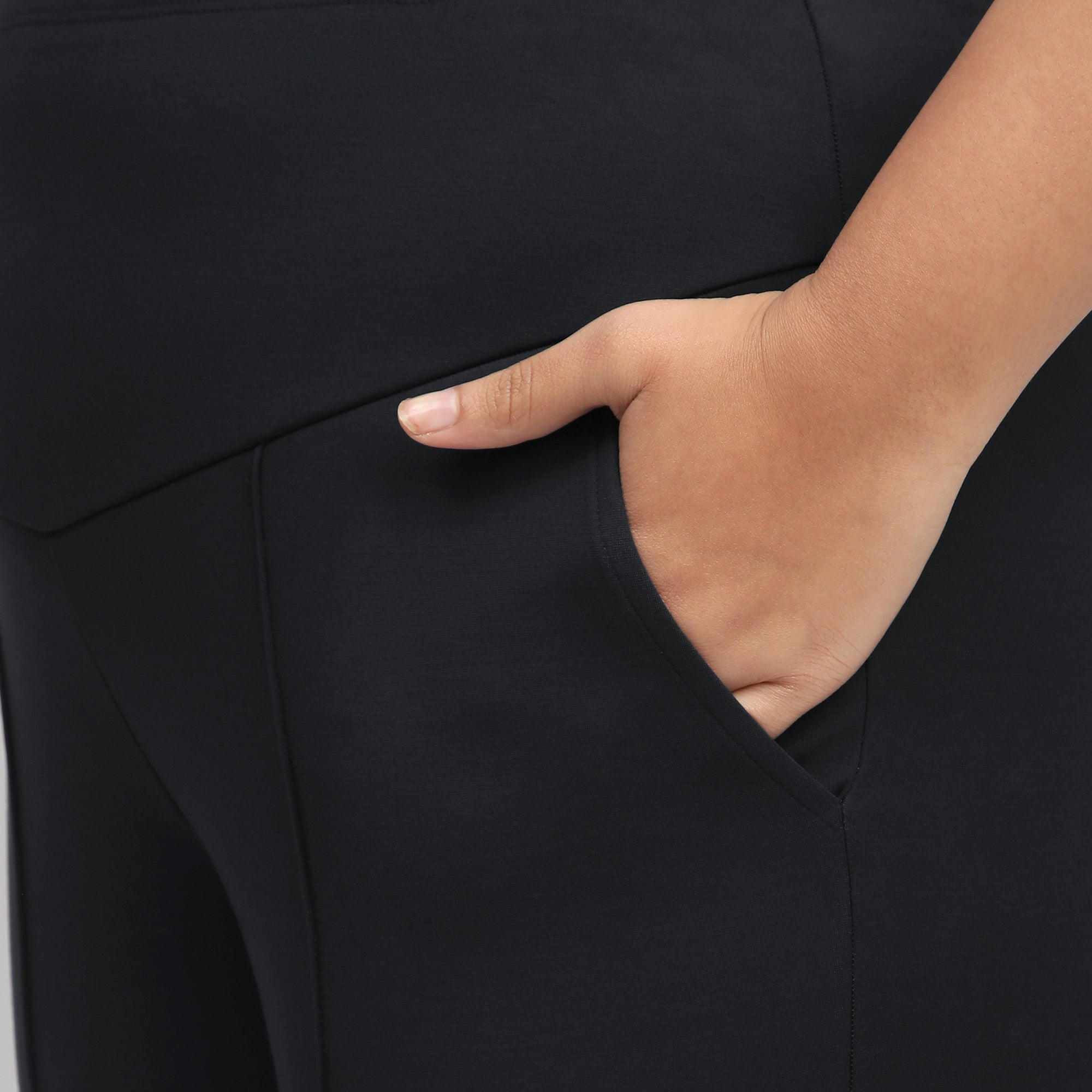 Black Plus-Size 4-Way Stretch Tummy Tucker Pants