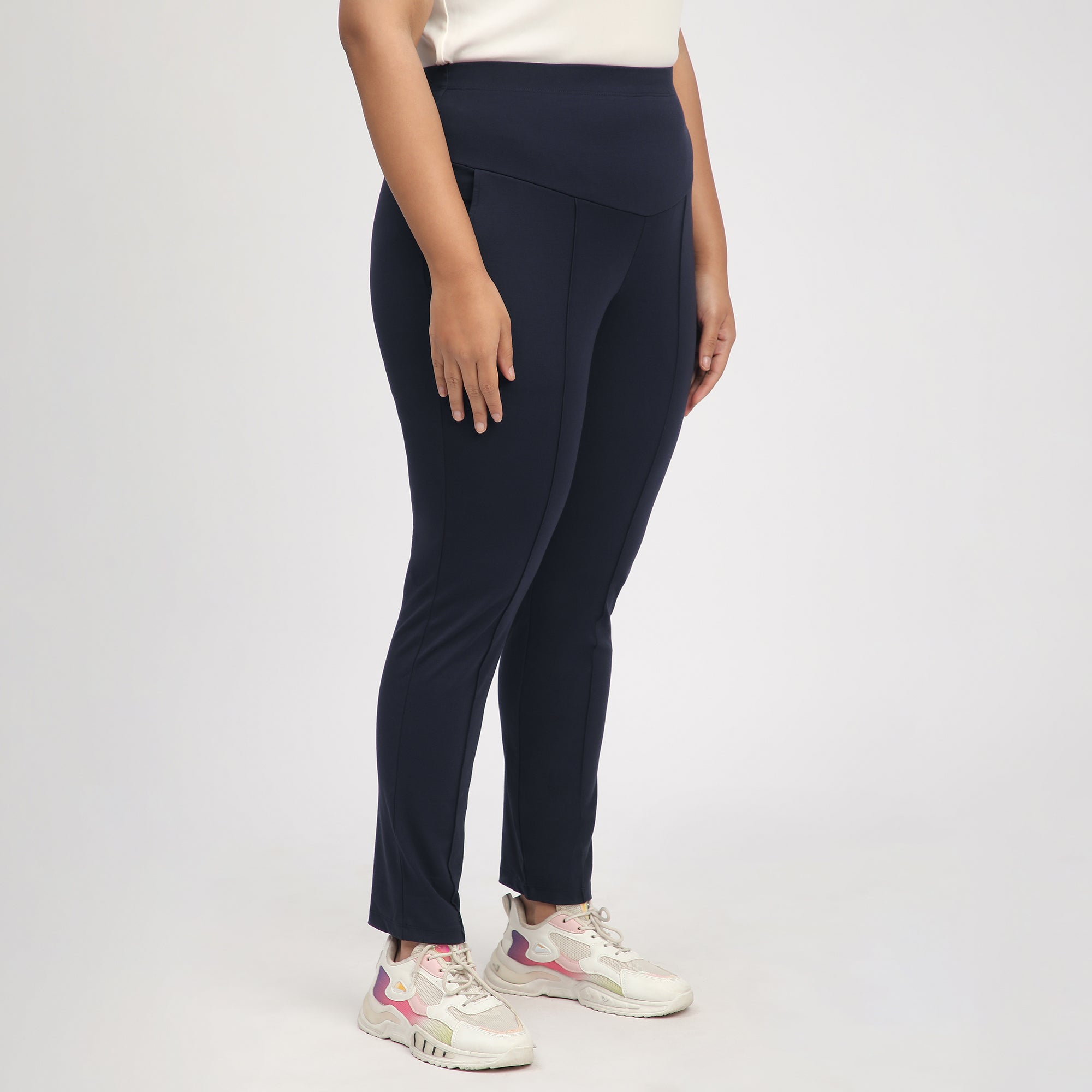 Navy Blue Plus-Size 4-Way Stretch Tummy Tucker Pants