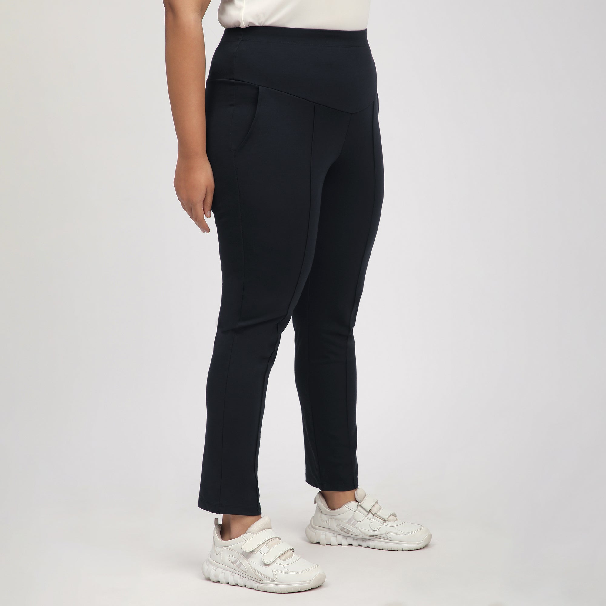 Black Plus-Size 4-Way Stretch Tummy Tucker Pants