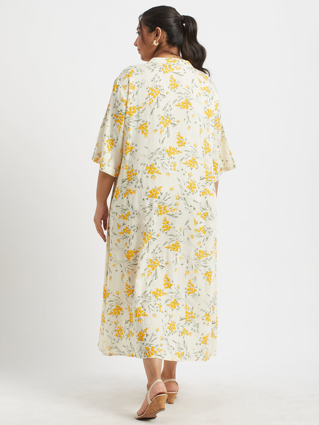 Plus Size Daffodils Shirt Dress 