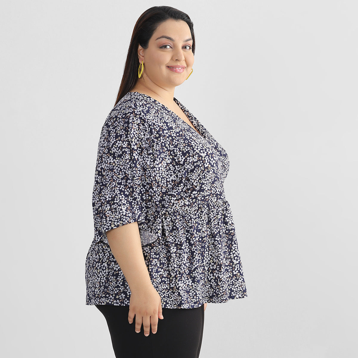 Black Floral Top For Plus Size 