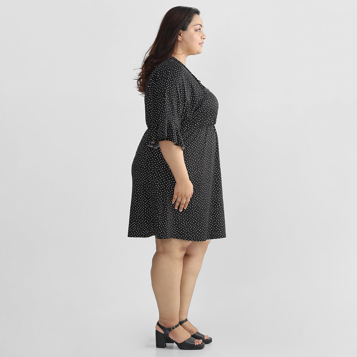 Plus Size Black Polka Dot Dress 