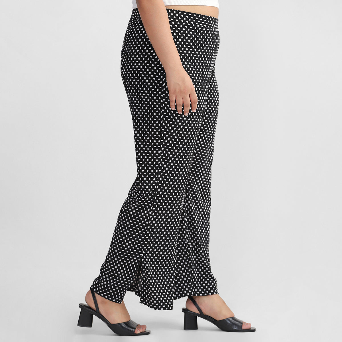 Black Polka Dot Flare Pants For Plus Size Women