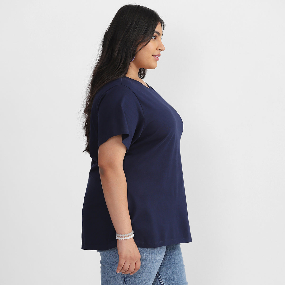 Plus Size Basic Navy T-shirt