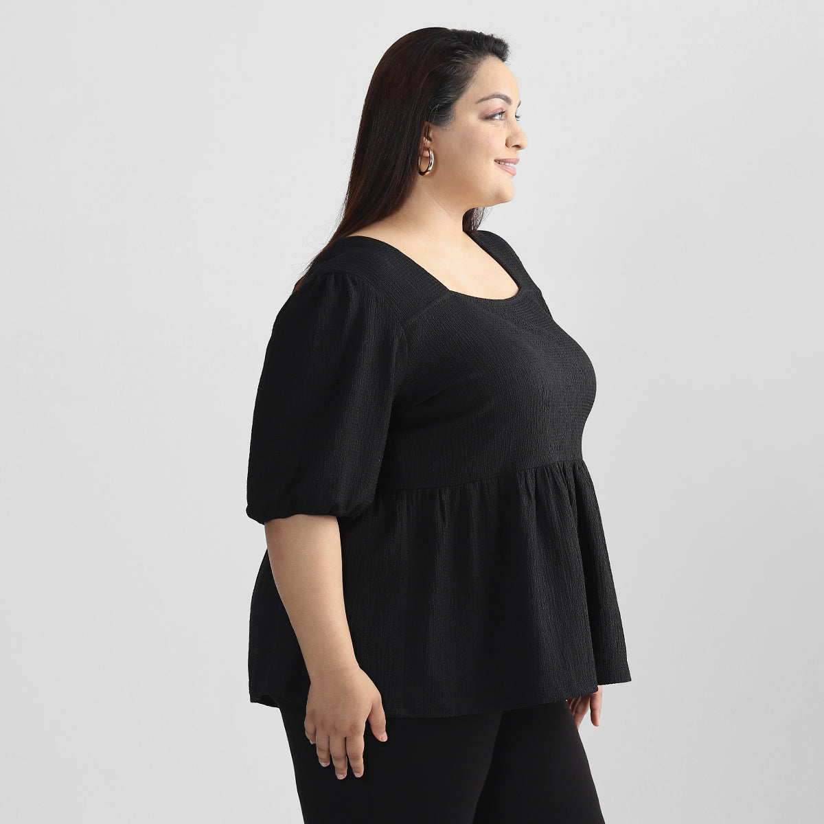 Simple Black Top For Plus Size Women