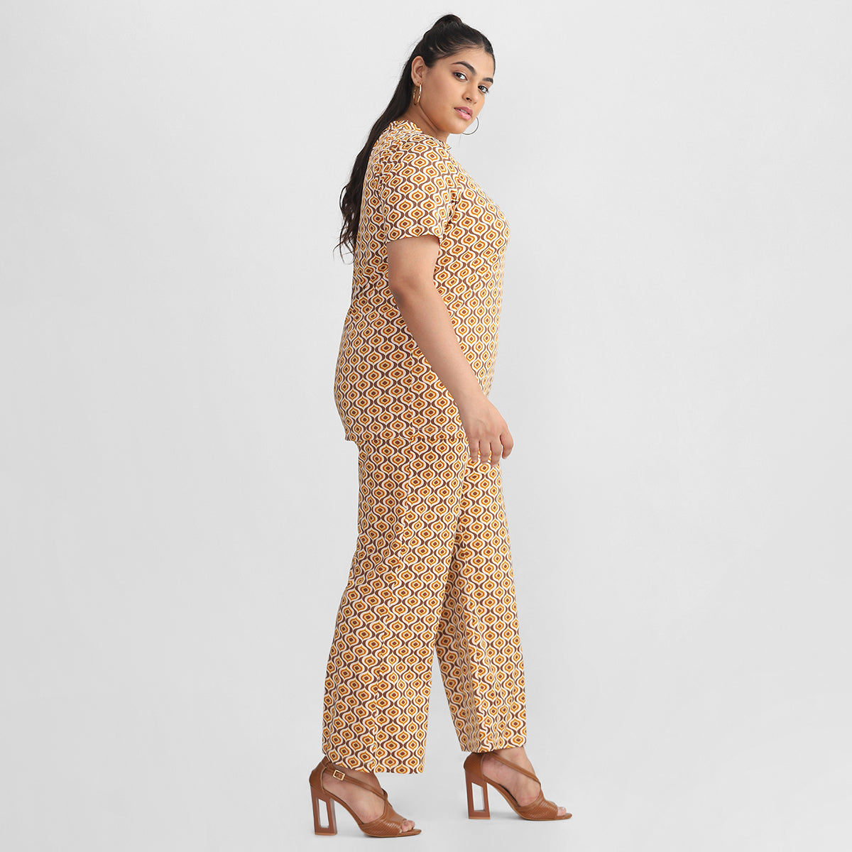 Geometric Print Plus Size Knit Co-ord Set