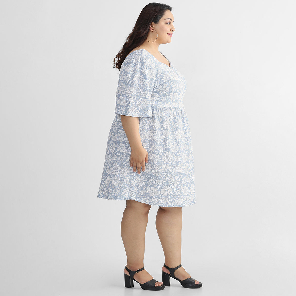 Plus Size Powder Blue Floral Dress 