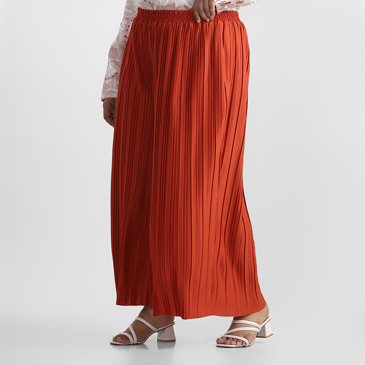 Crimson Pleated Plus Size Palazzo Pants