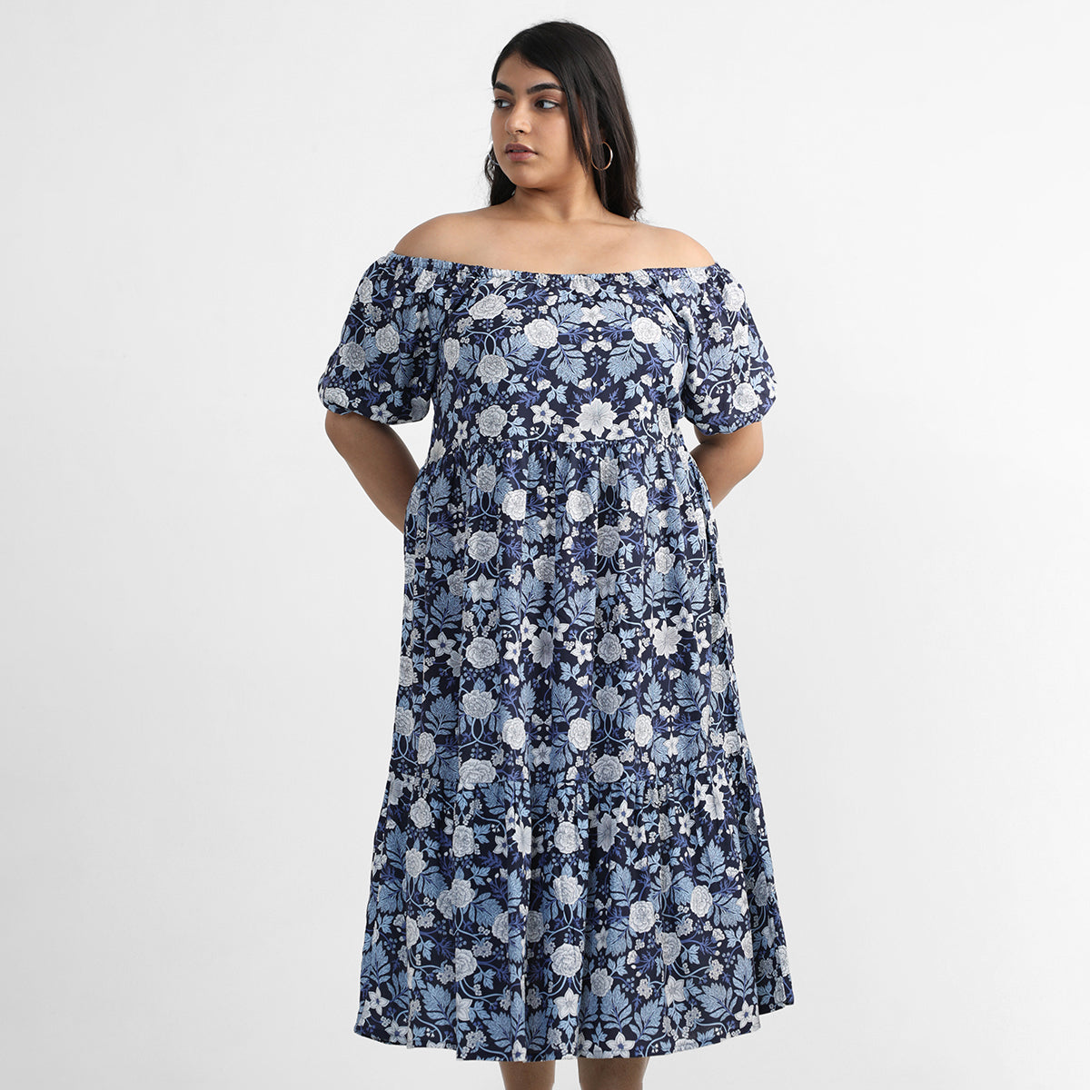 Blue Midi Dress For Plus Size Women