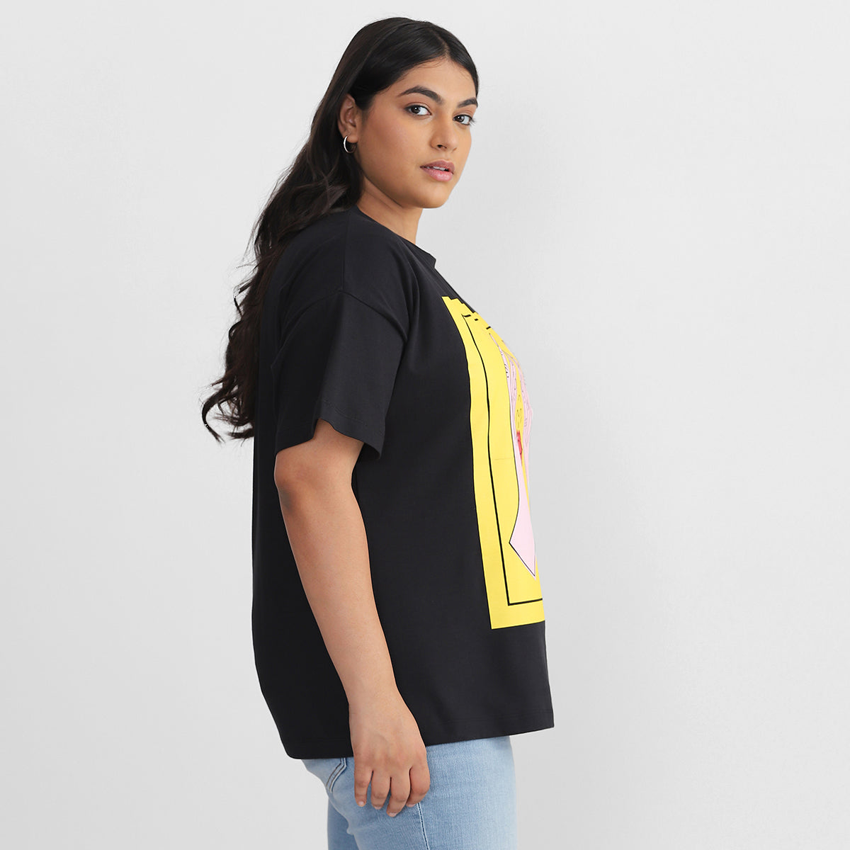 Rose Lips Black T-shirt For Plus Size Women