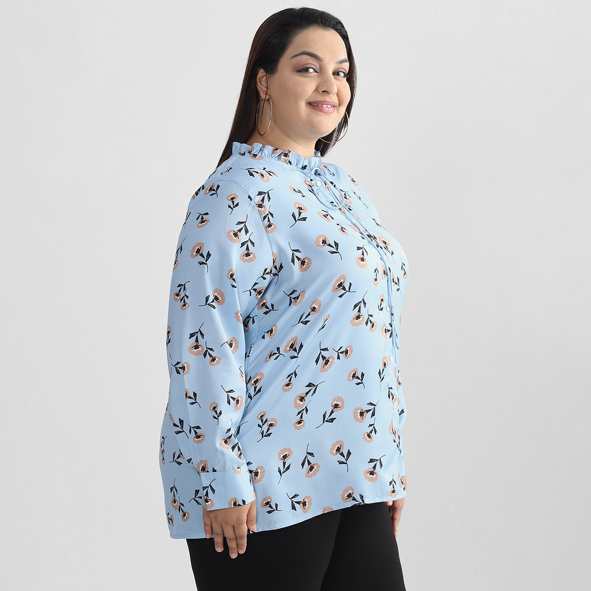 Blue Daisies Ruffle Shirt