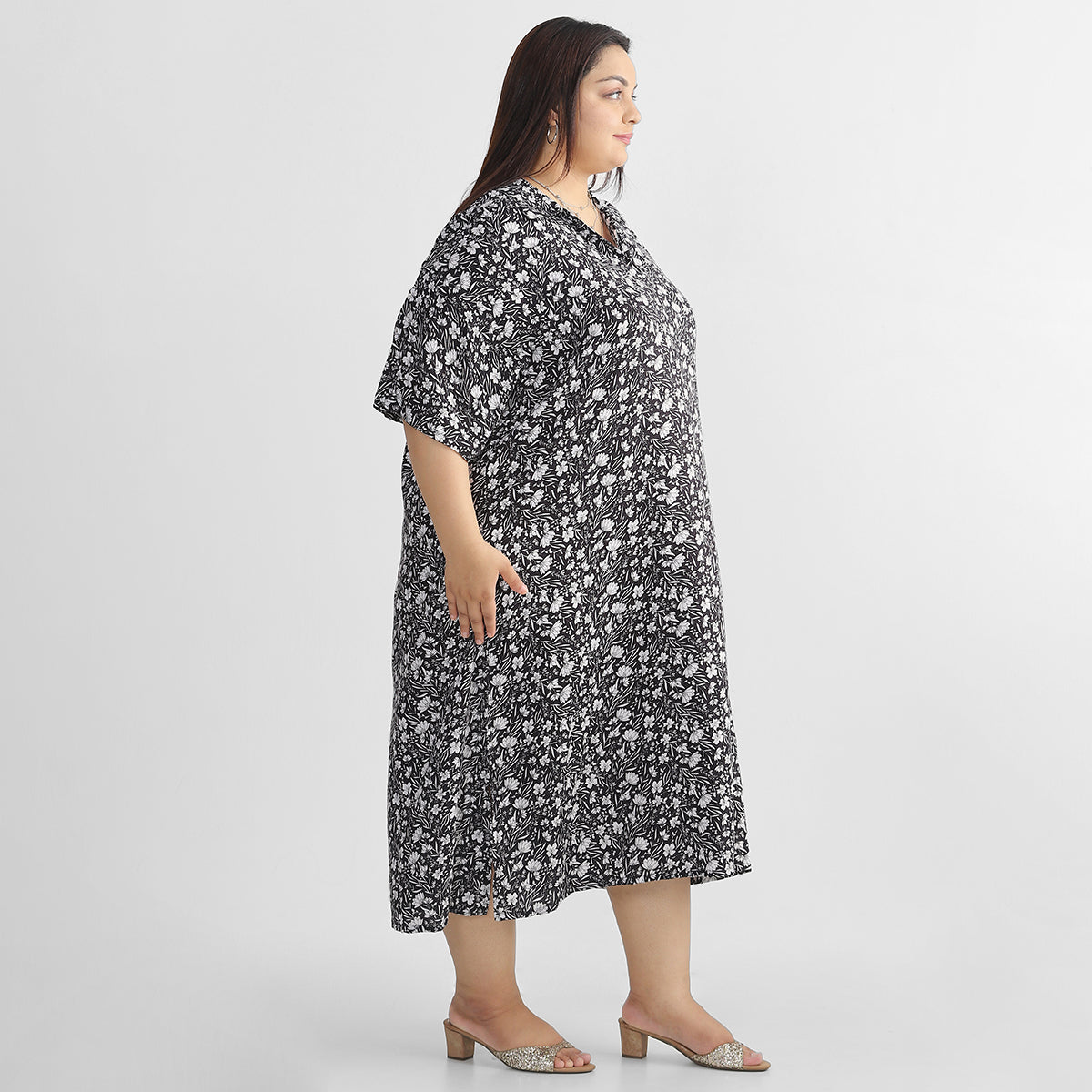 Floral Kaftan Dress For Plus Size Women