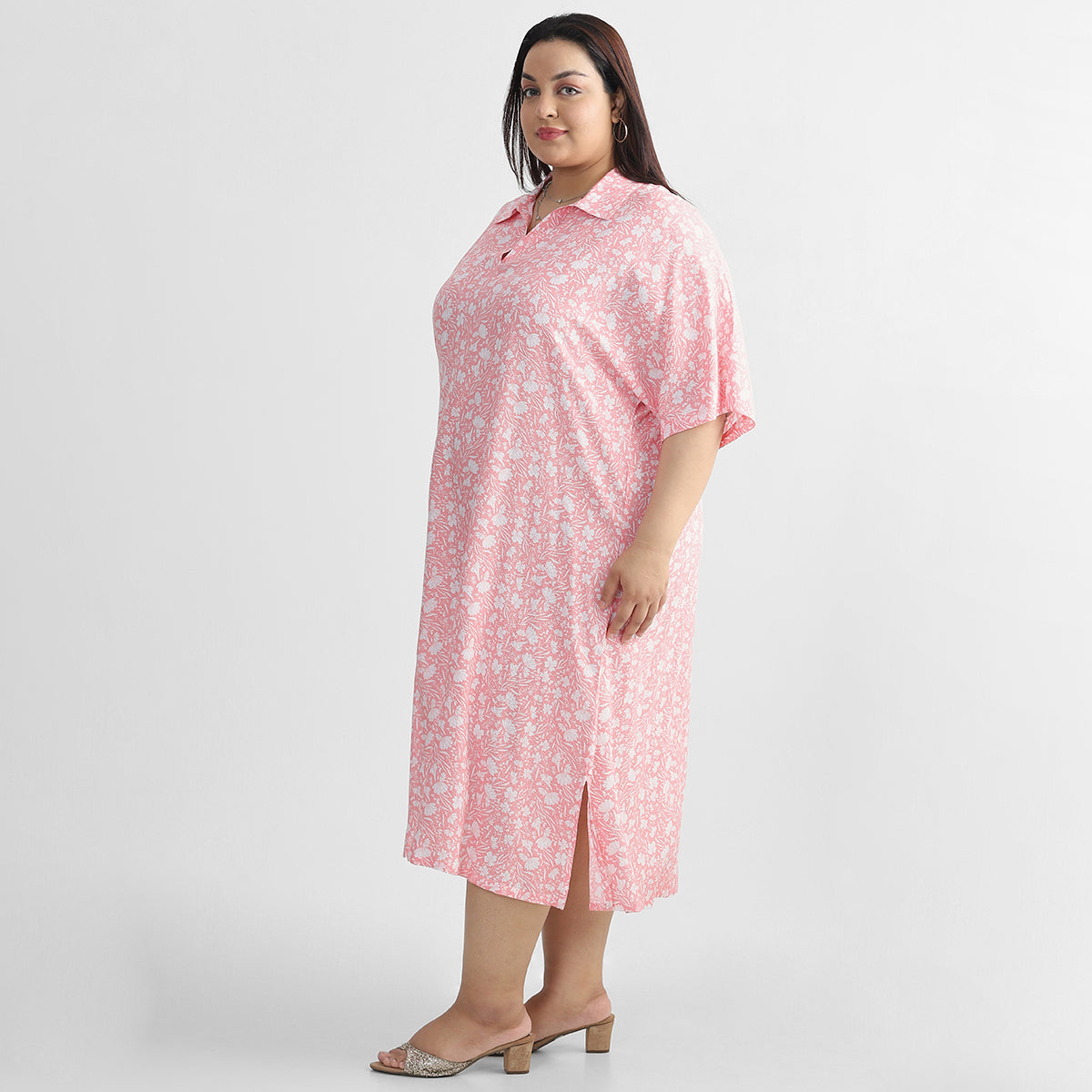 Pink Macaroon Kaftan Dress For Plus Size Women