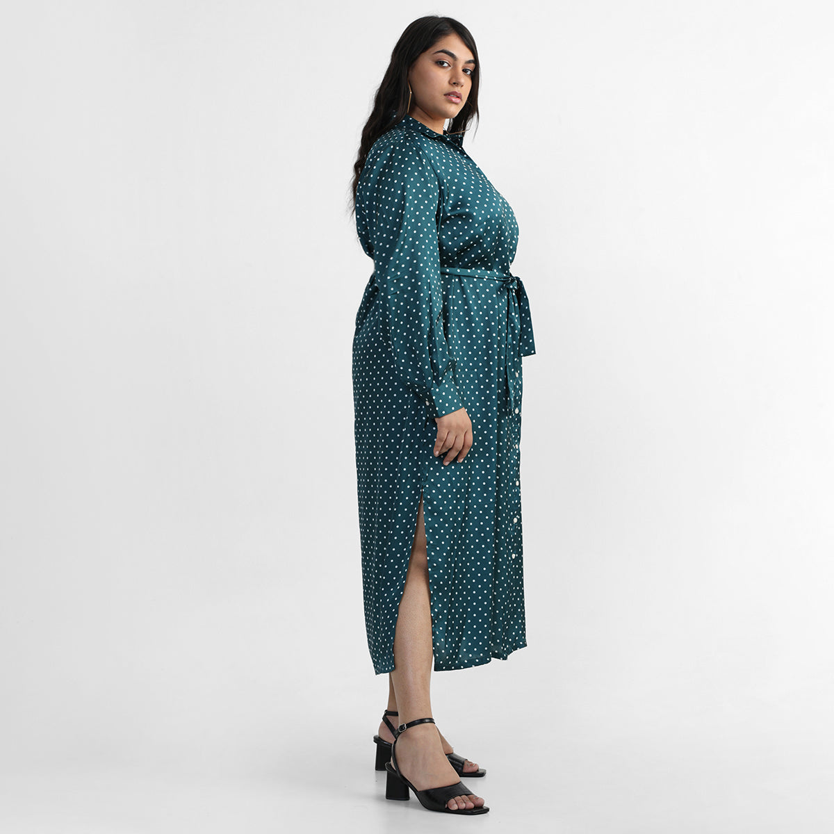 Plus Size Deep Forest Tie Dress 