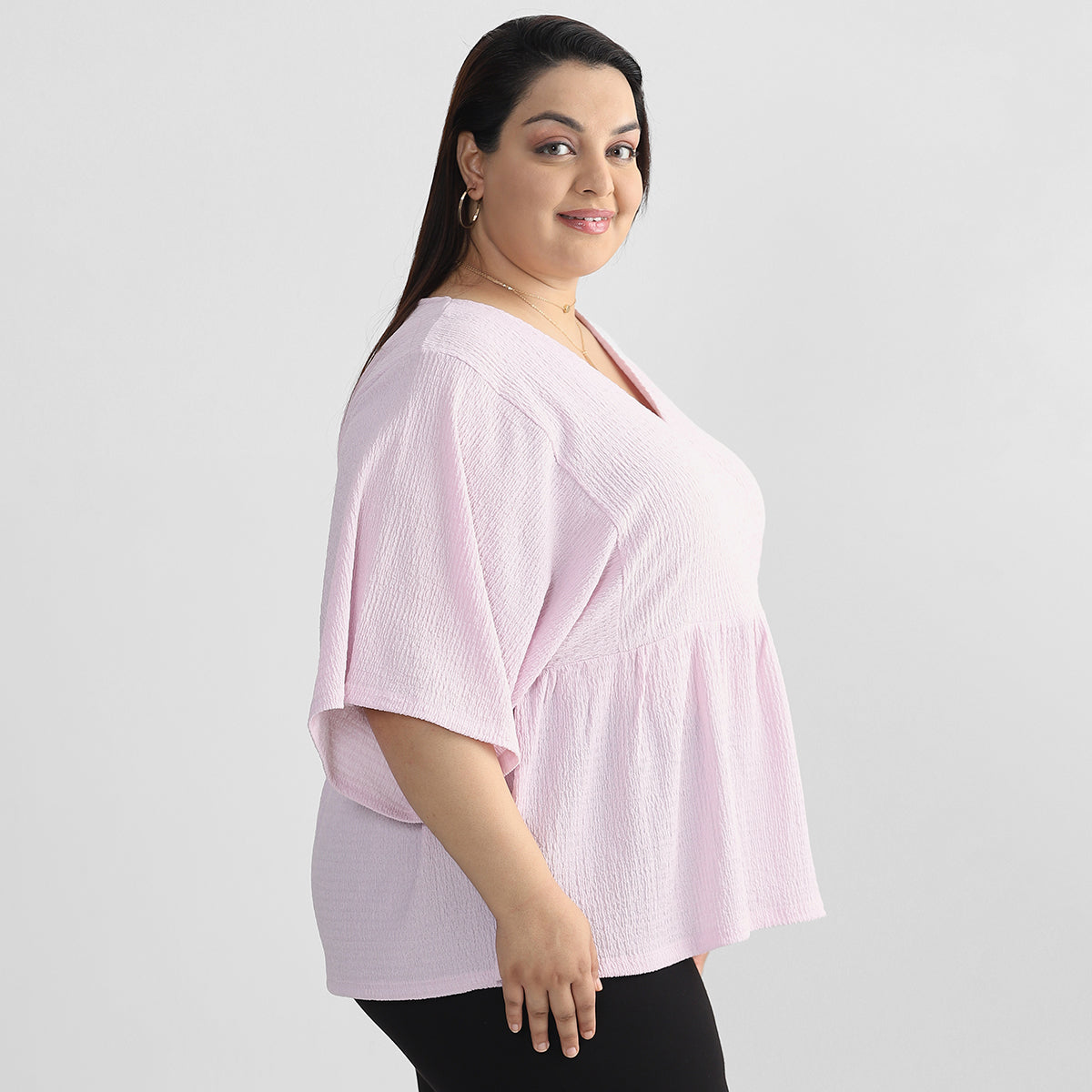 Plus Size Pink Wrap Top 