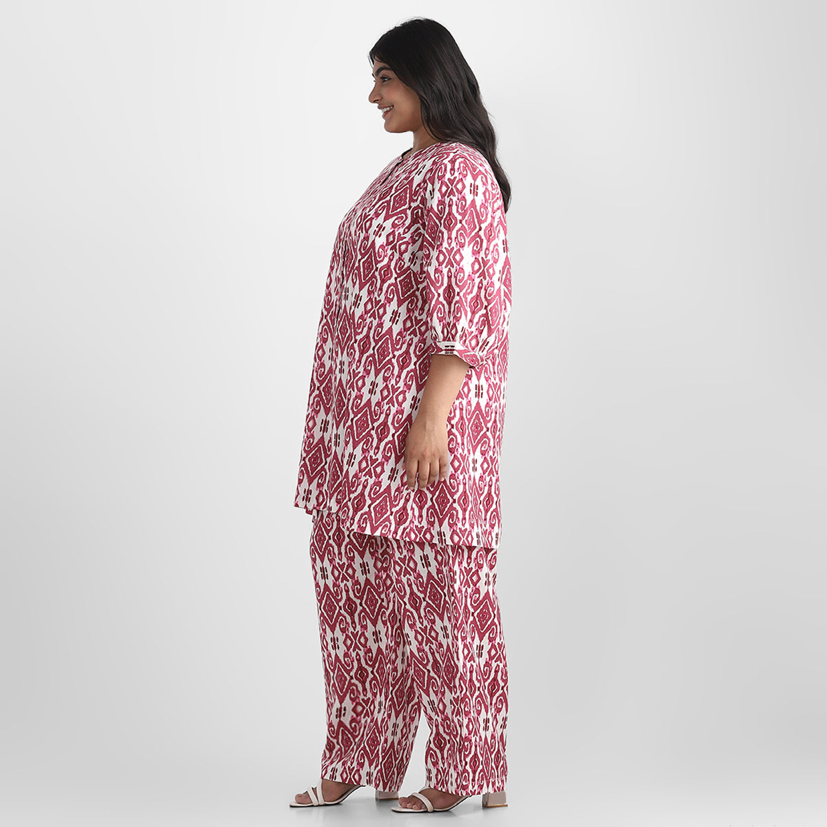 Ikat Print Cotton Plus Size Ethnic Co-ord Set