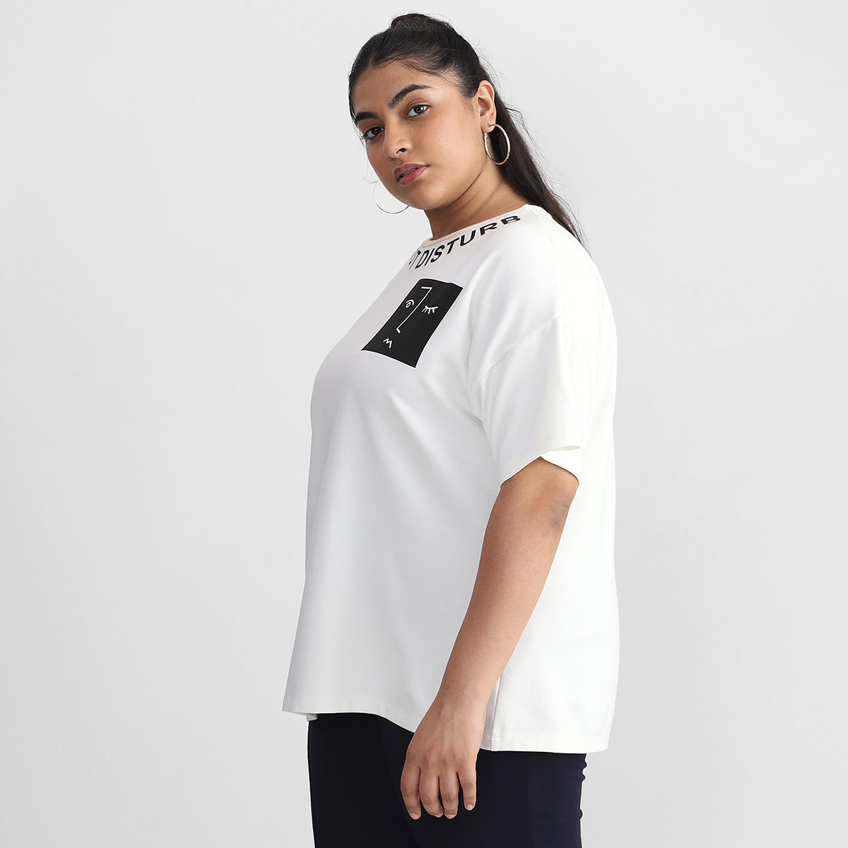 Do Not Disturb White T-shirt For Plus Size Women